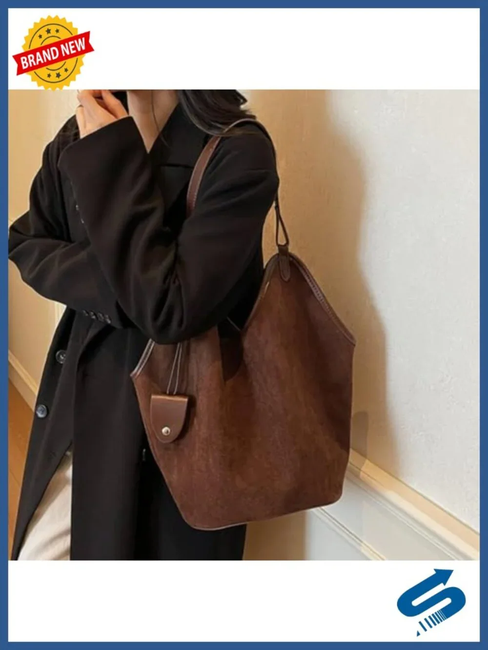 Slouchy Suede Hobo Tote Bag Large Capacity Shoulder Handbag Retro Satchel